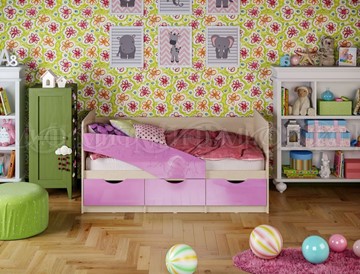 Детская кровать Бабочки 800*1600, Сиреневый глянец в Томске