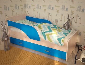 Детская кровать Максимка, корпус Млечный дуб, фасад Синий в Томске