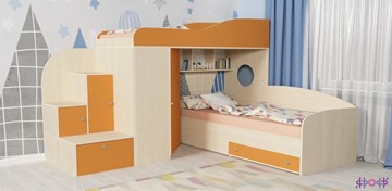 Детская кровать-шкаф Кадет-2, корпус Дуб, фасад Оранжевый в Томске