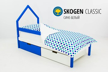 Кровать-домик детская мини Skogen сине-белый в Томске