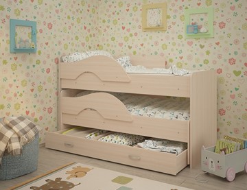 Детская кровать для девочки Радуга 1.6 с ящиком, цвет Млечный дуб в Томске