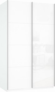 Шкаф двухдверный Прайм (ДСП/Белое стекло) 1600x570x2300, белый снег в Томске