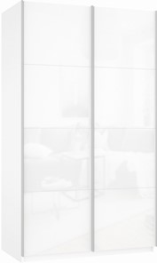 Шкаф 2-створчатый Прайм (Белое стекло/Белое стекло) 1200x570x2300, белый снег в Томске