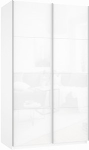 Шкаф 2-дверный Прайм (Белое стекло/Белое стекло) 1600x570x2300, белый снег в Томске