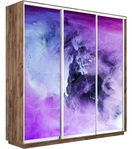 Шкаф 3-дверный Экспресс 2400х600х2200, Фиолетовый дым/дуб табачный в Томске