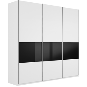 Шкаф 3-створчатый Широкий Прайм (ДСП / Черное стекло) 2400x570x2300, Белый снег в Томске