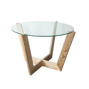 Стеклянный столик в зал Оникс-10, Натуральный массив/Прозрачное стекло в Томске