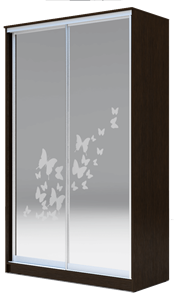 Шкаф 2-х дверный Аллоджио 2400х1200х620 два зеркала, "Бабочки" ХИТ 24-12-66-05 Венге Аруба в Томске