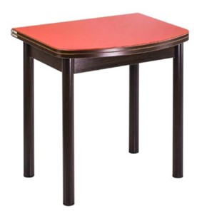 Кухонный раскладной стол СПГ-01 СТ1, венге ЛДСП/стекло оранжевое/38 прямые трубки крашеные коричневый в Томске