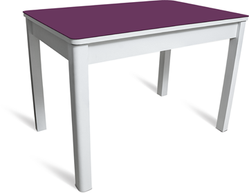 Обеденный стол Айсберг-05 СТ2, белое ЛДСП/фиолетовое стекло/40 массив белый в Томске