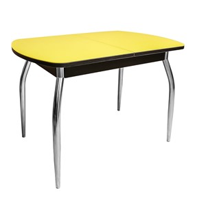 Кухонный стол раскладной ПГ-02 СТ2, венге/желтое стекло/35 хром гнутые металл в Томске
