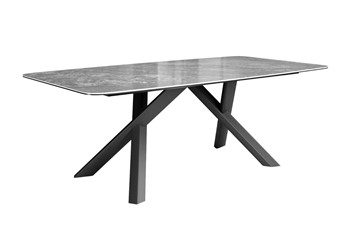 Керамический обеденный стол DikLine KS220 керамика Monsoon (серый глянец JA688) / опоры черные в Томске