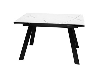 Керамический обеденный стол DikLine DKL140 Керамика Белый мрамор/опоры черные (2 уп.) в Томске
