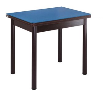 Кухонный пристенный стол СПА-01 СТ2, венге ЛДСП/стекло синие/38 прямые трубки крашеные коричневый в Томске
