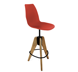 Барный стул SHT-ST29/S92 (красный ral 3020/брашированный коричневый/черный муар) в Томске