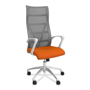 Офисное кресло Топ X белый каркас, сетка/ткань TW / серая/оранжевая в Томске