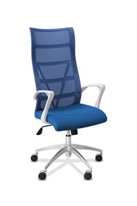 Кресло в офис Топ X белый каркас, сетка/ткань TW / синяя/голубая в Томске