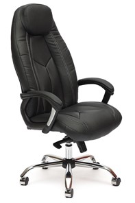 Кресло компьютерное BOSS Lux, кож/зам, черный/черный перфорированный, арт.9160 в Томске