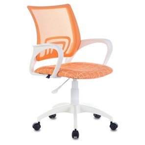 Офисное кресло Brabix Fly MG-396W (с подлокотниками, пластик белый, сетка, оранжевое с рисунком "Giraffe") 532402 в Томске