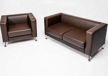 Комплект мебели Альбиони коричневый кожзам  диван 2Д + кресло в Томске