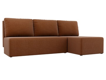Угловой диван с оттоманкой Поло, Коричневый (рогожка) в Томске