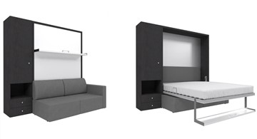 Шкаф-кровать трансформер Кровать-трансформер Smart (ШЛ+КД 1400), шкаф левый, правый подлокотник в Томске