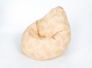 Кресло-мешок Груша малое, жаккард, бежевые листья в Томске
