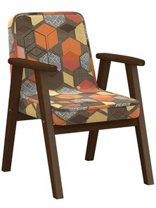 Кресло в гостиную Ретро ткань геометрия коричневый, каркас орех в Томске