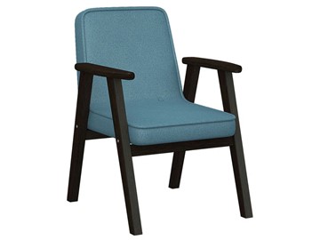 Мягкое кресло Ретро ткань голубой, каркас венге в Томске