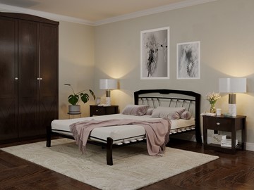 Спальная кровать Муза 4 Лайт, 1600, черный/шоколад в Томске
