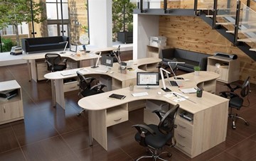 Набор мебели в офис SIMPLE с эргономичными столами и тумбами в Томске