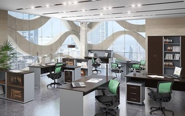 Офисный комплект мебели IMAGO четыре рабочих места, стол для переговоров в Томске