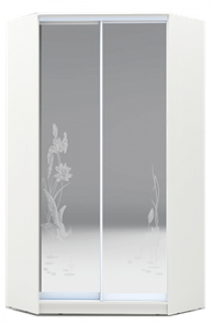 Шкаф 2300х1103, ХИТ У-23-4-66-01, цапля, 2 зеркала, белая шагрень в Томске