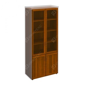 Шкаф для документов со стеклянными дверьми в рамке Мастер, темный орех (90х45х208) МТ 379 в Томске