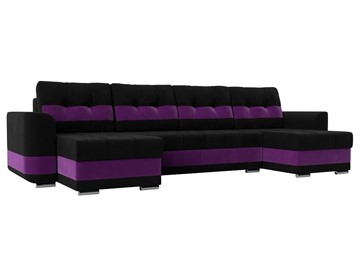 П-образный диван Честер, Черный/фиолетовый (вельвет) в Томске