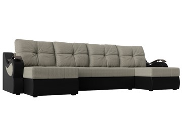 П-образный диван Меркурий П, Корфу 02 (рогожка)/черный (экокожа) в Томске