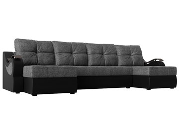 П-образный диван Меркурий П, Серый/черный (рогожка/экокожа) в Томске
