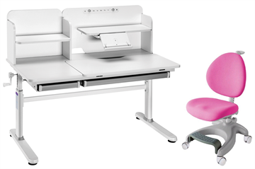 Комплект парта + кресло Iris II Grey + Cielo Pink + чехол для кресла в подарок в Томске