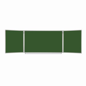 Доска  для мела 3-х элементная 100х150/300 см, 5 рабочих поверхностей, зеленая, BRAUBERG, 231707 в Томске