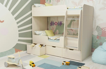 Детская 2-этажная кровать Малыш двойняшка 70х160, корпус Дуб молочный, фасад Дуб молочный в Томске