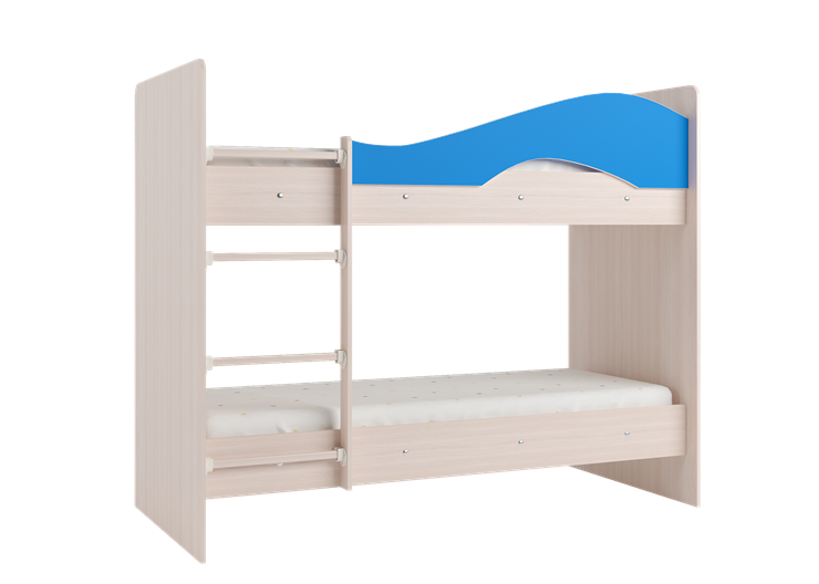 Двухъярусная кровать Мая с 2 ящиками на щитах, корпус Млечный дуб, фасад Синий в Томске - изображение 2