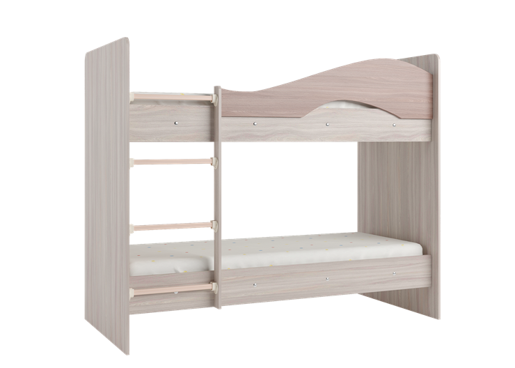 Двухъярусная детская кровать Мая с 2 ящиками на щитах, корпус Шимо светлый, фасад Шимо темный в Томске - изображение 2