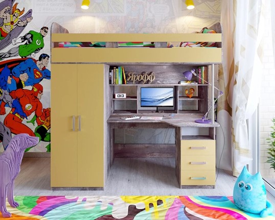 Кровать-чердак в детскую Аракс, каркас Бетон, фасад Зира в Томске - изображение