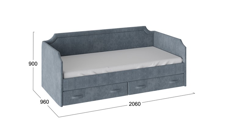 Кровать подростковая Кантри Тип 1, ТД-308.12.02 (Замша синяя) в Томске - изображение 2