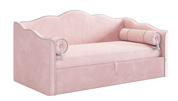 Кроватка с подъемным механизмом Лея (Софа) 90х200 (нежно-розовый (велюр)/галька (велюр)) в Томске
