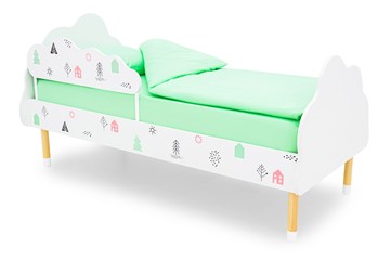 Детская кровать Stumpa Облако "Домики розовый, бирюзовый" в Томске
