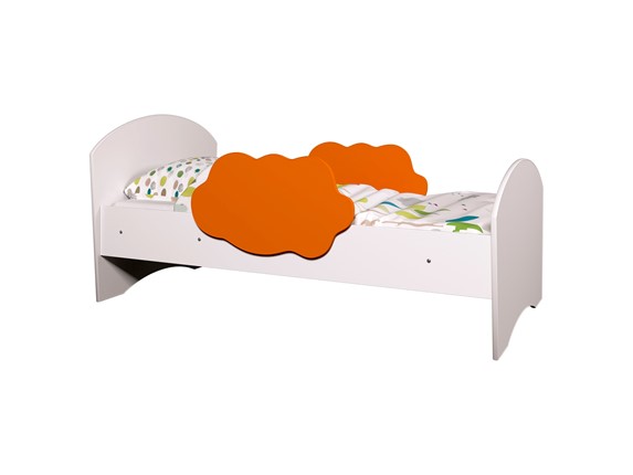 Кровать с бортиками Тучка, корпус Белый, фасад Оранжевый в Томске - изображение