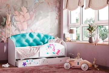 Детская кровать Звездочка с бортиком, Бирюза в Томске