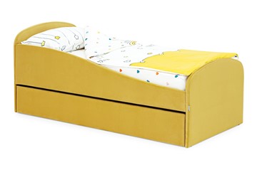 Детская кровать с ящиком Letmo горчичный (велюр) в Томске