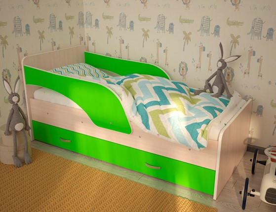 Детская кровать Максимка, корпус Млечный дуб, фасад Салатовый в Томске - изображение